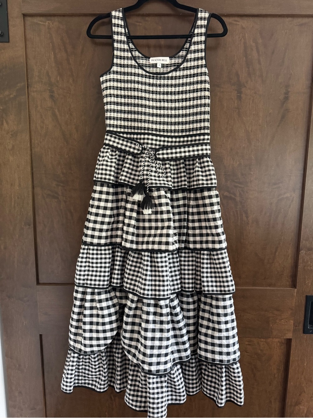 Hunter Bell Andrea Black and White Gingham Ruffle Tiered Dress